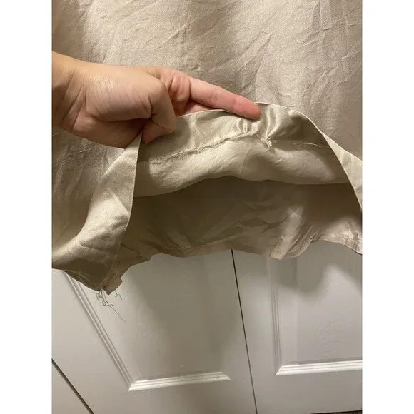 Gilar 100% Silk Fitted Hourglass Silhoutte Lined Sheath Dress Beige -Size 6 - Picture 7 of 14